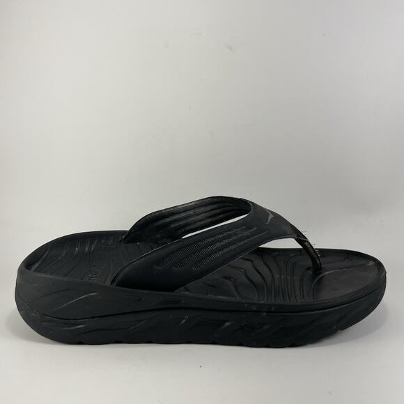 Hoka One One Ora Recovery Flip Flops Mens Size 13 Black Comfort Sandals Shoes - Picture 1 of 9